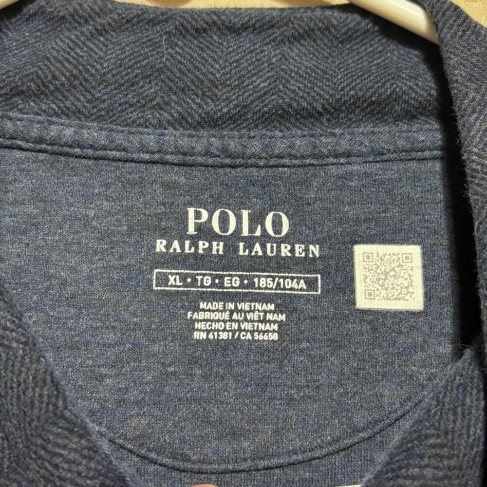 Polo Ralph Lauren Quarter Zip Pullover Sweater Mens XL Navy Blue Heathered - Picture 3 of 8